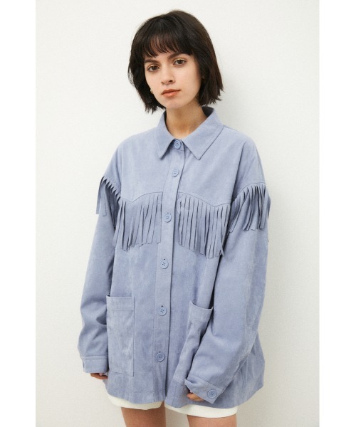 LAGUA GEM(ラグアジェム)の「WESTERN FRINGE JK(ミリタリージャケット・レディース・ライトベージュ/ライトブルー・FREE)」の12枚目の写真