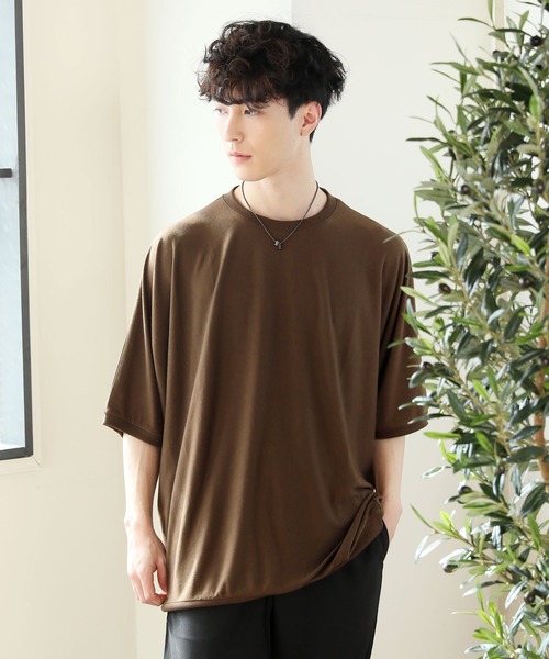 TopIsm（トップイズム）の「ドルマンスリーブ無地 半袖カットソー（Tシャツ/カットソー・メンズ・ホワイト/チャコールグレー/ブラック/ベージュ/ブラウン・M/L）」の5枚目の写真