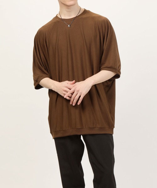 TopIsm（トップイズム）の「ドルマンスリーブ無地 半袖カットソー（Tシャツ/カットソー・メンズ・ホワイト/チャコールグレー/ブラック/ベージュ/ブラウン・M/L）」の12枚目の写真