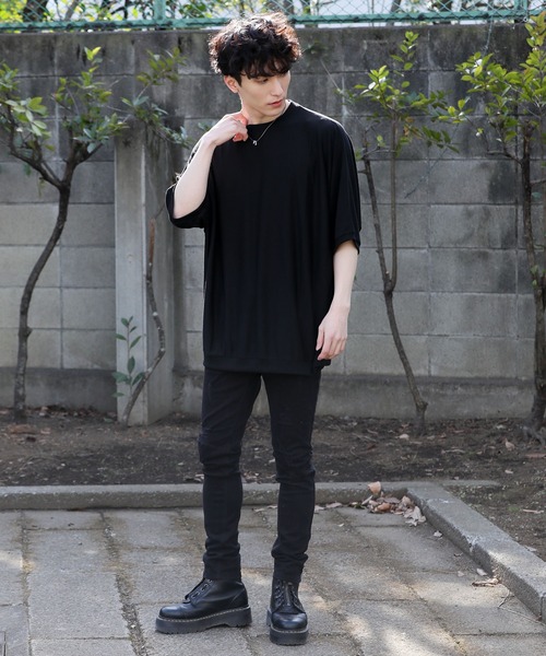 TopIsm（トップイズム）の「ドルマンスリーブ無地 半袖カットソー（Tシャツ/カットソー・メンズ・ホワイト/チャコールグレー/ブラック/ベージュ/ブラウン・M/L）」の11枚目の写真