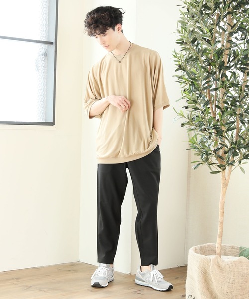 TopIsm（トップイズム）の「ドルマンスリーブ無地 半袖カットソー（Tシャツ/カットソー・メンズ・ホワイト/チャコールグレー/ブラック/ベージュ/ブラウン・M/L）」の10枚目の写真