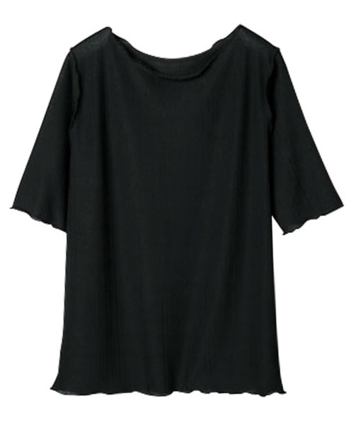 RANAN（ラナン）の「シアーリブプルオーバー（Tシャツ/カットソー・レディース・グレー/ブラック/ベージュ・3L/LL/L/M）」の5枚目の写真
