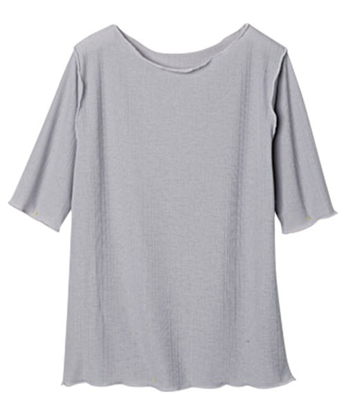 RANAN（ラナン）の「シアーリブプルオーバー（Tシャツ/カットソー・レディース・グレー/ブラック/ベージュ・3L/LL/L/M）」の6枚目の写真
