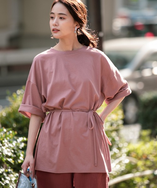 Andemiu(アンデミュウ)の「スリットTシャツ948009(Tシャツ/カットソー・レディース・オフホワイト/ブラック/ブラウン・FREE)」の3枚目の写真