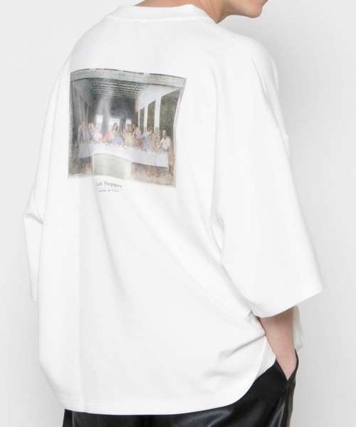 WEGO（ウィゴー）の「WEGO/ART COLLECTIONバルーン七分袖Tシャツ（Tシャツ/カットソー・メンズ・ホワイト/ベージュ/サックスブルー/ホワイト系その他/ライトパープル/スミクロ・MEDIUM/LARGE）」の3枚目の写真