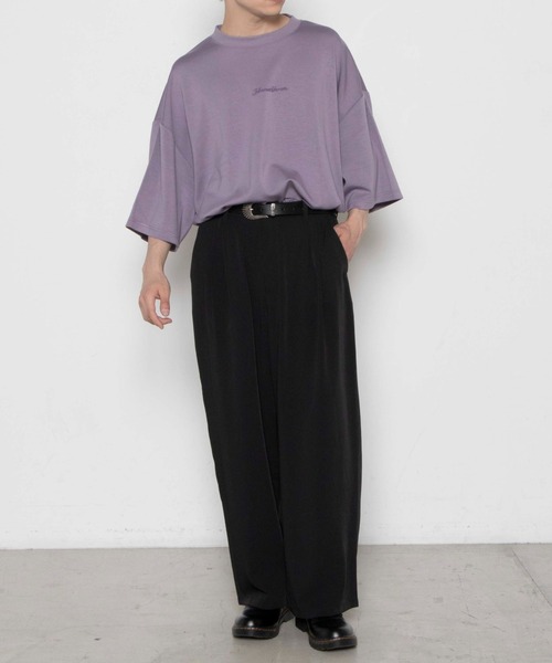 WEGO（ウィゴー）の「WEGO/ART COLLECTIONバルーン七分袖Tシャツ（Tシャツ/カットソー・メンズ・ホワイト/ベージュ/サックスブルー/ホワイト系その他/ライトパープル/スミクロ・MEDIUM/LARGE）」の8枚目の写真