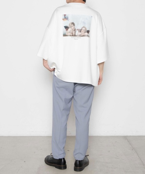 WEGO（ウィゴー）の「WEGO/ART COLLECTIONバルーン七分袖Tシャツ（Tシャツ/カットソー・メンズ・ホワイト/ベージュ/サックスブルー/ホワイト系その他/ライトパープル/スミクロ・MEDIUM/LARGE）」の12枚目の写真