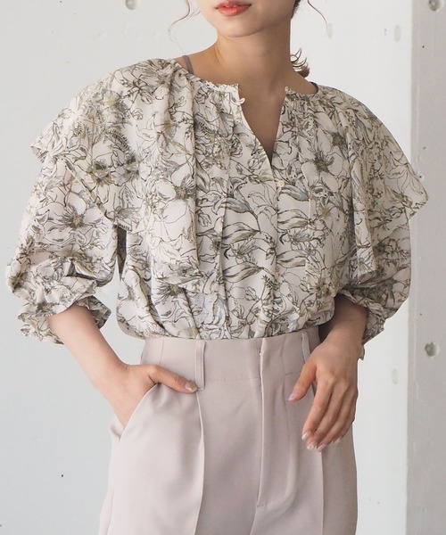 tiptop（ティップトップ）の「2021SS ラッフルブラウスチュニック（シャツ/ブラウス・レディース・ブラック/オフホワイト/A/B・FREE）」の18枚目の写真