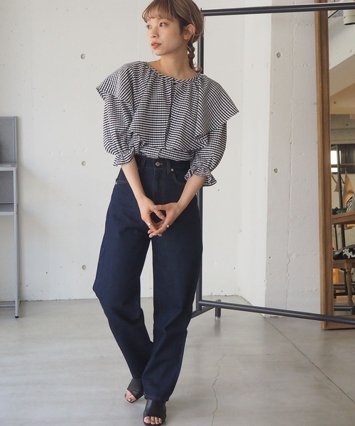 tiptop（ティップトップ）の「2021SS ラッフルブラウスチュニック（シャツ/ブラウス・レディース・ブラック/オフホワイト/A/B・FREE）」の12枚目の写真