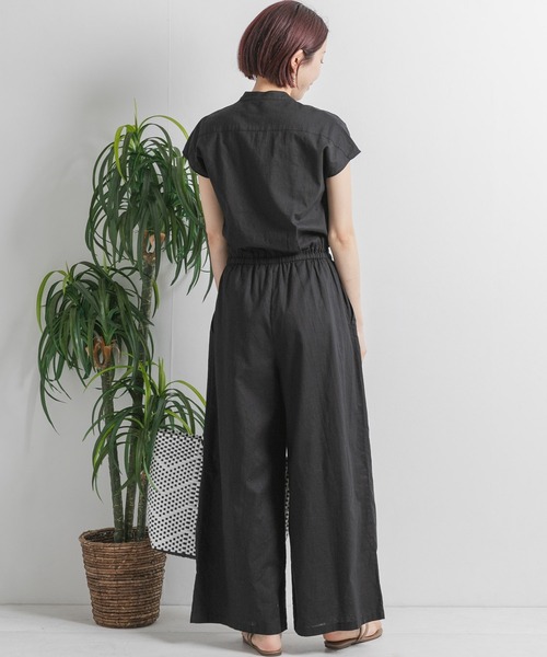 新品タグ付URBAN RESEARCHリネン黒 ショートスリーブオールインワン URBAN RESEARCH Sonny Label（アーバンリサーチサニーレーベル