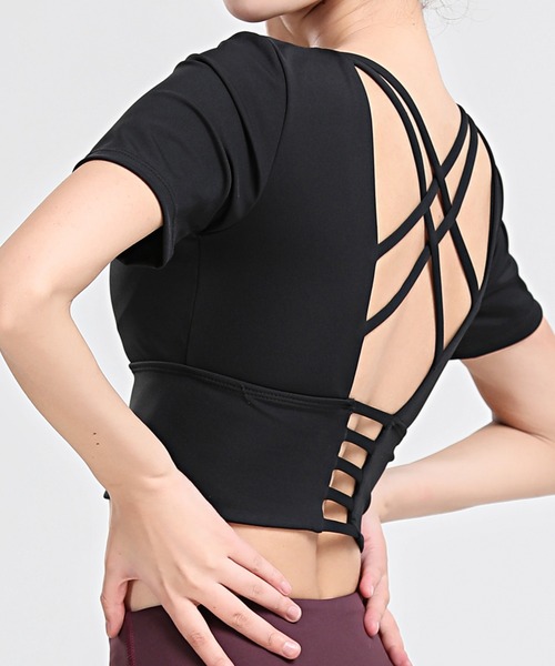 HYSSHOP（エイチワイエスショップ）の「スクエアネックバッククロスフィットネスヨガブラトップ[トレーニングウェア/ジムウェア/ピラティスウェア]（スポーツブラ・レディース・ブルー/ミント/ブラック/グレー・LL/L/M/S）」の2枚目の写真