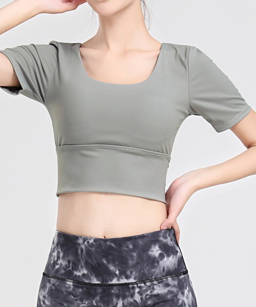 HYSSHOP（エイチワイエスショップ）の「スクエアネックバッククロスフィットネスヨガブラトップ[トレーニングウェア/ジムウェア/ピラティスウェア]（スポーツブラ・レディース・ブルー/ミント/ブラック/グレー・LL/L/M/S）」の8枚目の写真