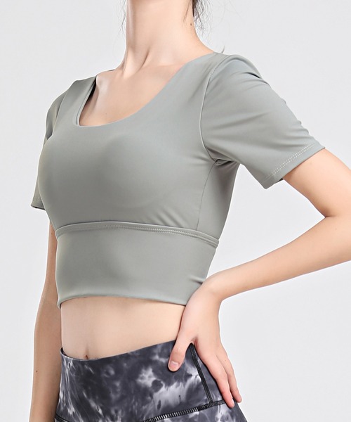 HYSSHOP（エイチワイエスショップ）の「スクエアネックバッククロスフィットネスヨガブラトップ[トレーニングウェア/ジムウェア/ピラティスウェア]（スポーツブラ・レディース・ブルー/ミント/ブラック/グレー・LL/L/M/S）」の9枚目の写真