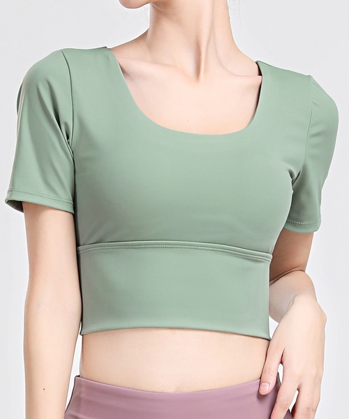 HYSSHOP（エイチワイエスショップ）の「スクエアネックバッククロスフィットネスヨガブラトップ[トレーニングウェア/ジムウェア/ピラティスウェア]（スポーツブラ・レディース・ブルー/ミント/ブラック/グレー・LL/L/M/S）」の10枚目の写真