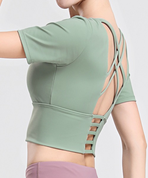 HYSSHOP（エイチワイエスショップ）の「スクエアネックバッククロスフィットネスヨガブラトップ[トレーニングウェア/ジムウェア/ピラティスウェア]（スポーツブラ・レディース・ブルー/ミント/ブラック/グレー・LL/L/M/S）」の11枚目の写真