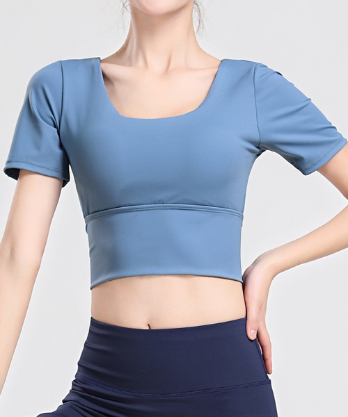 HYSSHOP（エイチワイエスショップ）の「スクエアネックバッククロスフィットネスヨガブラトップ[トレーニングウェア/ジムウェア/ピラティスウェア]（スポーツブラ・レディース・ブルー/ミント/ブラック/グレー・LL/L/M/S）」の13枚目の写真