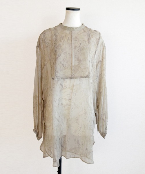 Marient（マリエント）の「マーブルシアーカフタンPO/シフォンブラウス（シャツ/ブラウス・レディース・ベージュ/ブラウン・FREE）」の7枚目の写真