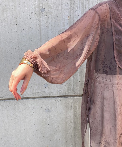 Marient（マリエント）の「マーブルシアーカフタンPO/シフォンブラウス（シャツ/ブラウス・レディース・ベージュ/ブラウン・FREE）」の11枚目の写真