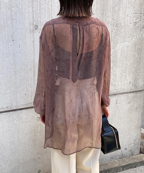 Marient（マリエント）の「マーブルシアーカフタンPO/シフォンブラウス（シャツ/ブラウス・レディース・ベージュ/ブラウン・FREE）」の12枚目の写真
