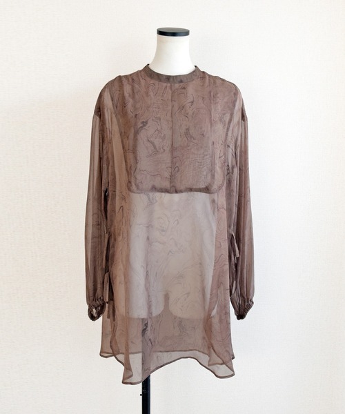 Marient（マリエント）の「マーブルシアーカフタンPO/シフォンブラウス（シャツ/ブラウス・レディース・ベージュ/ブラウン・FREE）」の13枚目の写真