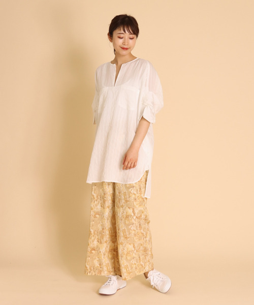 Cepica（セピカ）の「ブラッシュプリント イージーパンツ（スラックス・レディース・グリーン/イエロー・FREE）」の6枚目の写真