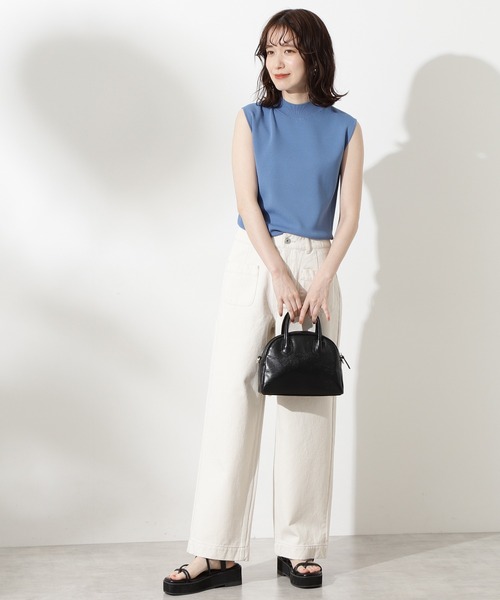 N.（N. Natural Beauty Basic）（エヌエヌナチュラルビューティーベーシック）の「総針ボトルネックノースリーブニット（ニット/セーター・レディース・ホワイト/ブラック/ブラウン/ブルー/ピンク・MEDIUM）」の22枚目の写真