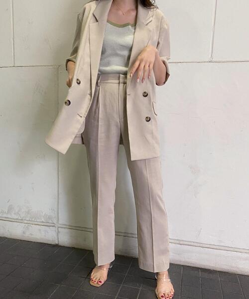 INGNI（イング）の「SETUP対応麻セミフレアセンタープレス／パンツ（その他パンツ・レディース・ブラウン/ライトカーキ/ライトベージュ・FREE）」の3枚目の写真