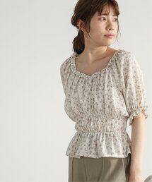 RAY CASSIN | 飛び花柄シャーリングブラウス(シャツ/ブラウス)