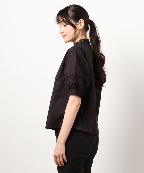 ehka sopo(エヘカソポ)の「綿レーススタンド衿ブラウス(シャツ/ブラウス・レディース・ブラック/オフホワイト/キナリ・フリ-)」の4枚目の写真
