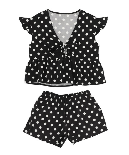 OSYAREVO（オシャレボ）の「ドット柄 ギャザーフリル ルームウェア（ルームウェア/パジャマ・レディース・ホワイト/ブラック/イエロー・MEDIUM）」の13枚目の写真