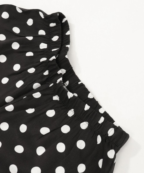OSYAREVO（オシャレボ）の「ドット柄 ギャザーフリル ルームウェア（ルームウェア/パジャマ・レディース・ホワイト/ブラック/イエロー・MEDIUM）」の21枚目の写真