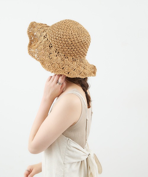 natural couture（ナチュラルクチュール）の「クロシェつば広ハット（ハット・レディース・ベージュ/アイボリー・FREE）」の2枚目の写真