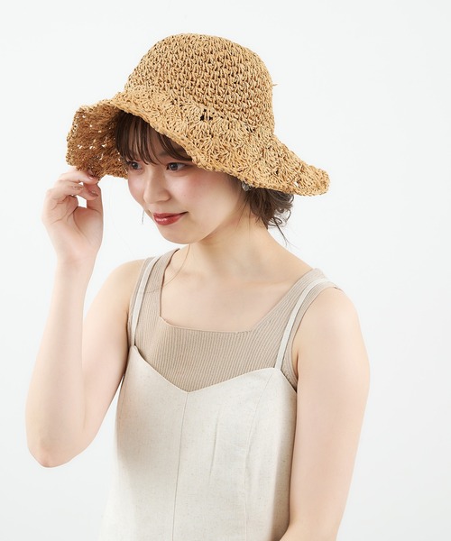 natural couture（ナチュラルクチュール）の「クロシェつば広ハット（ハット・レディース・ベージュ/アイボリー・FREE）」の5枚目の写真