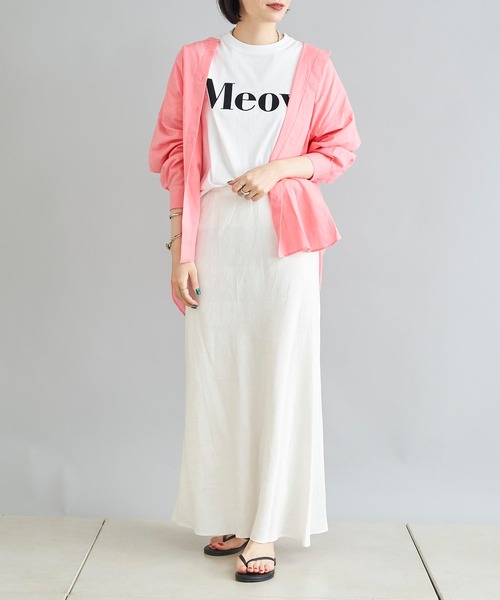 DouDou（ドゥドゥ）の「【WEB限定】Meow フロッキープリントT（Tシャツ/カットソー・レディース・チャコールグレー/オフホワイト/ブルー・FREE）」の4枚目の写真