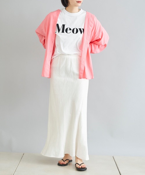 DouDou（ドゥドゥ）の「【WEB限定】Meow フロッキープリントT（Tシャツ/カットソー・レディース・チャコールグレー/オフホワイト/ブルー・FREE）」の5枚目の写真