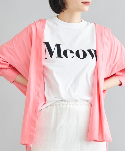 DouDou（ドゥドゥ）の「【WEB限定】Meow フロッキープリントT（Tシャツ/カットソー・レディース・チャコールグレー/オフホワイト/ブルー・FREE）」の7枚目の写真