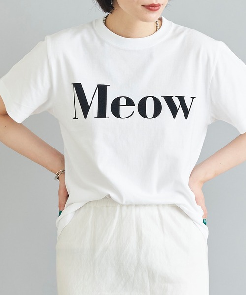 DouDou（ドゥドゥ）の「【WEB限定】Meow フロッキープリントT（Tシャツ/カットソー・レディース・チャコールグレー/オフホワイト/ブルー・FREE）」の8枚目の写真