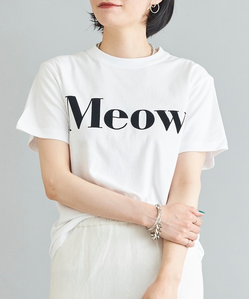 DouDou（ドゥドゥ）の「【WEB限定】Meow フロッキープリントT（Tシャツ/カットソー・レディース・チャコールグレー/オフホワイト/ブルー・FREE）」の12枚目の写真