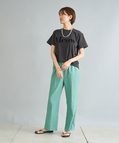 DouDou（ドゥドゥ）の「【WEB限定】Meow フロッキープリントT（Tシャツ/カットソー・レディース・チャコールグレー/オフホワイト/ブルー・FREE）」の17枚目の写真