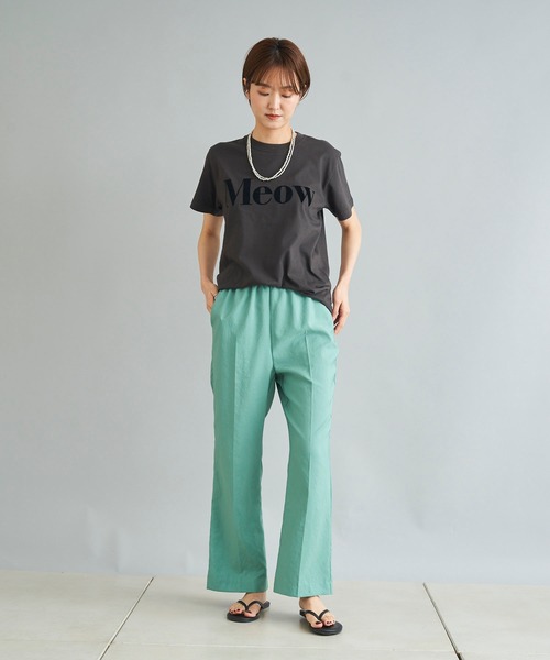 DouDou（ドゥドゥ）の「【WEB限定】Meow フロッキープリントT（Tシャツ/カットソー・レディース・チャコールグレー/オフホワイト/ブルー・FREE）」の18枚目の写真