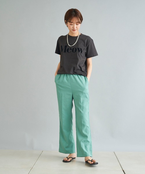 DouDou（ドゥドゥ）の「【WEB限定】Meow フロッキープリントT（Tシャツ/カットソー・レディース・チャコールグレー/オフホワイト/ブルー・FREE）」の19枚目の写真