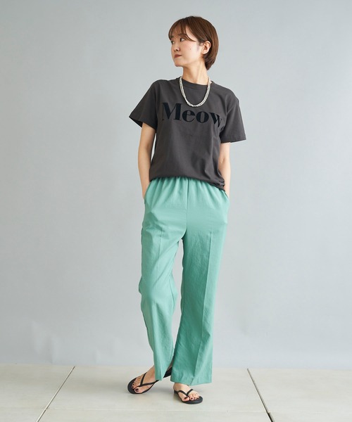 DouDou（ドゥドゥ）の「【WEB限定】Meow フロッキープリントT（Tシャツ/カットソー・レディース・チャコールグレー/オフホワイト/ブルー・FREE）」の14枚目の写真