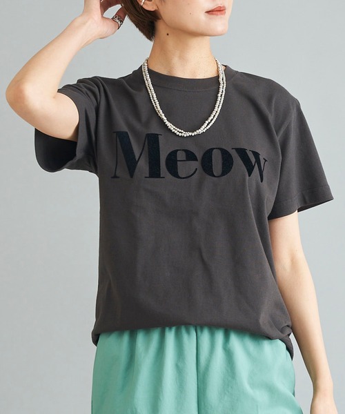 DouDou（ドゥドゥ）の「【WEB限定】Meow フロッキープリントT（Tシャツ/カットソー・レディース・チャコールグレー/オフホワイト/ブルー・FREE）」の22枚目の写真