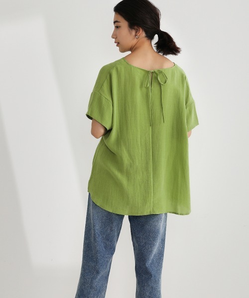 Bou Jeloud(ブージュルード)の「スキッパータックブラウス(シャツ/ブラウス・レディース・ネイビー/オフホワイト/グリーン/A・38)」の20枚目の写真