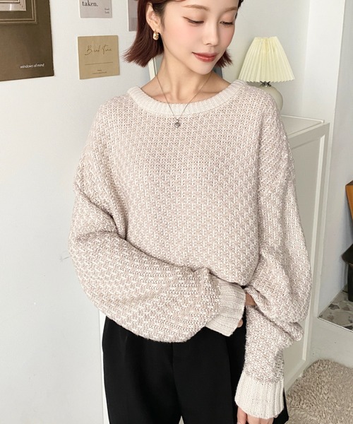 moment+(モーメントプラス)の「【累計販売枚数2万枚突破!】3G リンクス柄編みジャガードニットプルオーバー(ニット/セーター・レディース・ブラック/オレンジ/ライトグリーン/グレイッシュベージュ/ブラウン・FREE/L/M)」の15枚目の写真