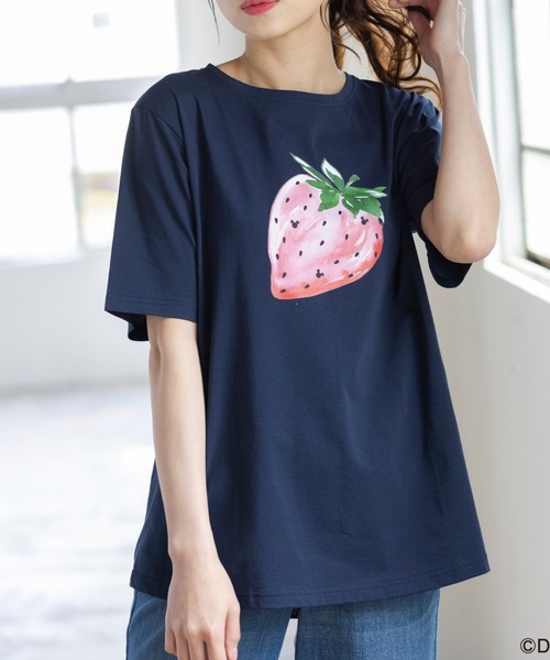 Disney Tシャツ カットソー ミッキーマウス トップス いちごプリントカットソー Tシャツ カットソー Rose いちごプリントカットソー を購入できます Rose Tiara ローズティアラ のファッション オンライン激安