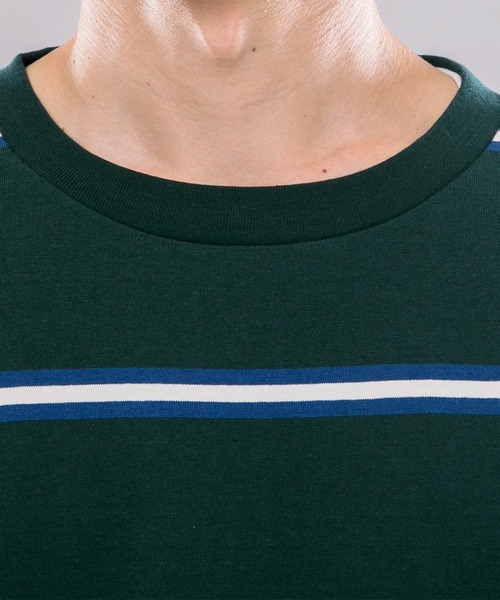 kutir(クティール)の「マルチボーダーTシャツ(Tシャツ/カットソー・メンズ・サックスブルー/イエロー/グリーン・MEDIUM/LARGE)」の4枚目の写真