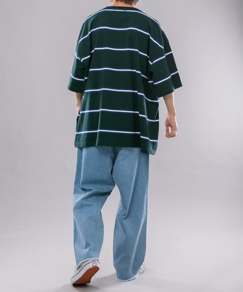 kutir(クティール)の「マルチボーダーTシャツ(Tシャツ/カットソー・メンズ・サックスブルー/イエロー/グリーン・MEDIUM/LARGE)」の17枚目の写真