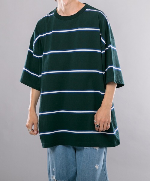 kutir(クティール)の「マルチボーダーTシャツ(Tシャツ/カットソー・メンズ・サックスブルー/イエロー/グリーン・MEDIUM/LARGE)」の20枚目の写真