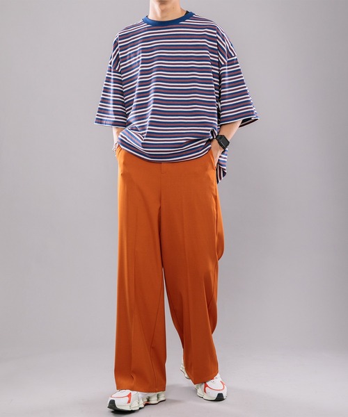 kutir(クティール)の「マルチボーダーTシャツ(Tシャツ/カットソー・メンズ・サックスブルー/イエロー/グリーン・MEDIUM/LARGE)」の18枚目の写真